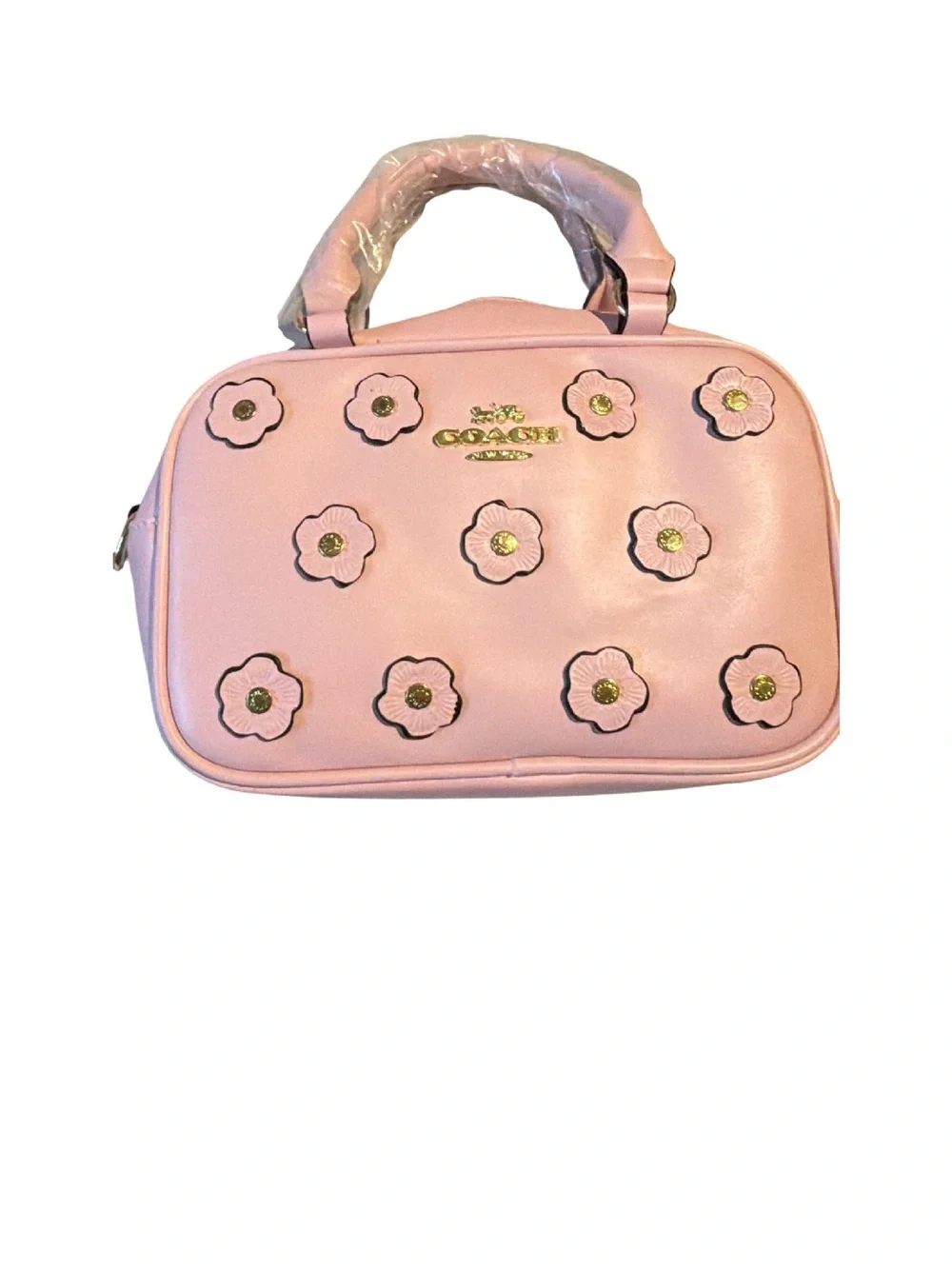 Coach Pink Floral Appliqué Top-Handle Satchel